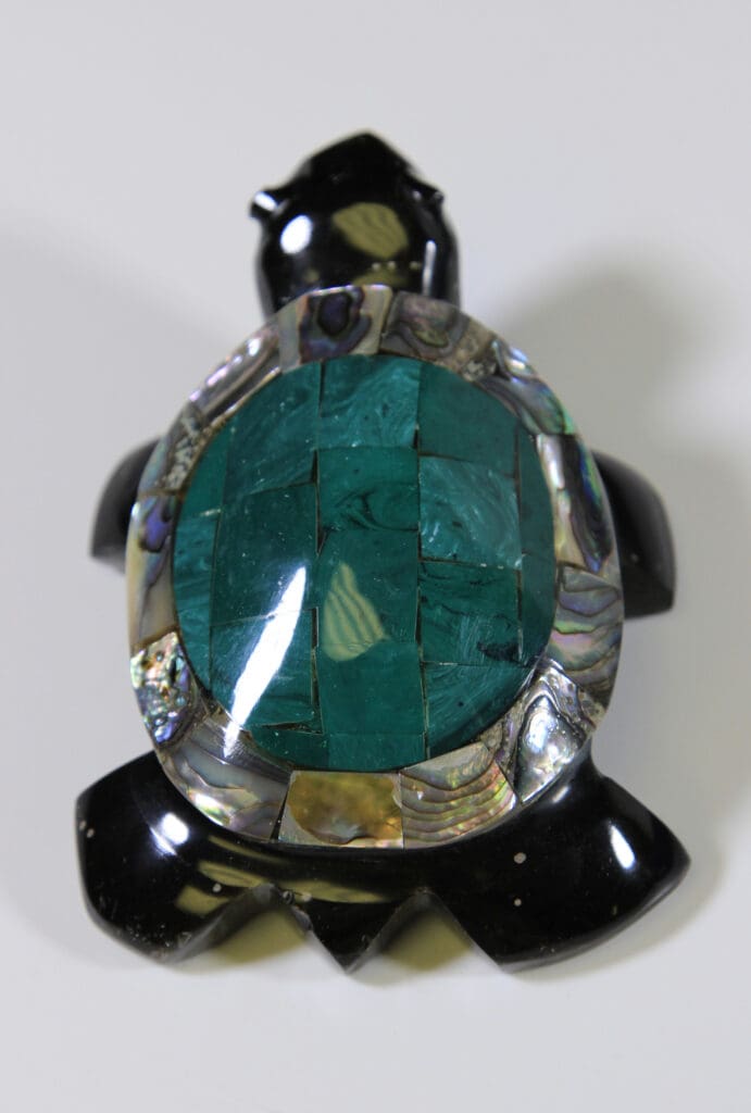 Assorted Inlaid Obsidian Turtle 4"
