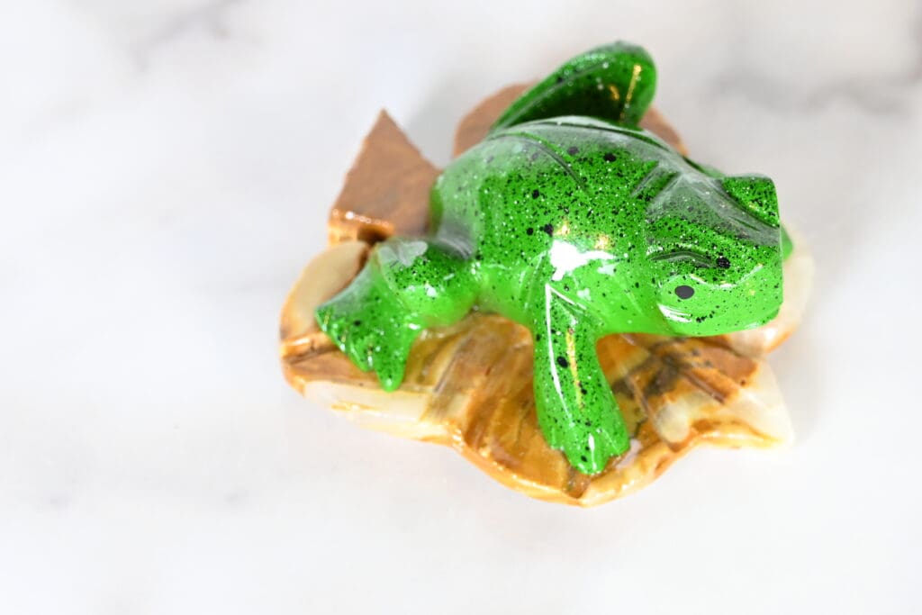 Green Marble Frog on Leaf 2" (One Frog)