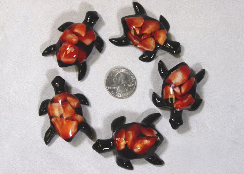 Small Red Semi Precious Turtle
