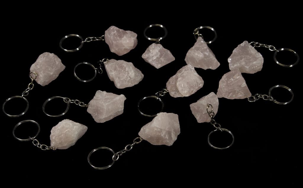 Rough Rose Quartz Keychain