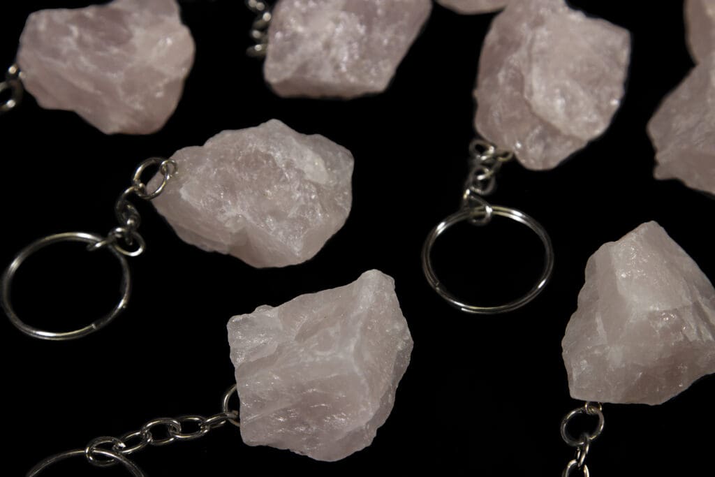 Rough Rose Quartz Keychain