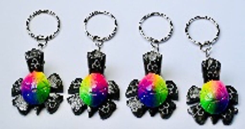 Marble Turtle Multicolor Keychain