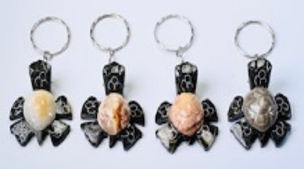 Marble Turtle Natural Key Chain 2" (One Keychain)