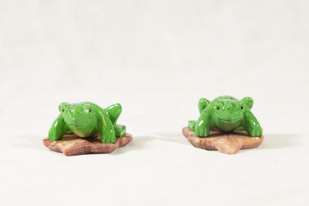 Green Marble Frog on Leaf 2" (One Frog)