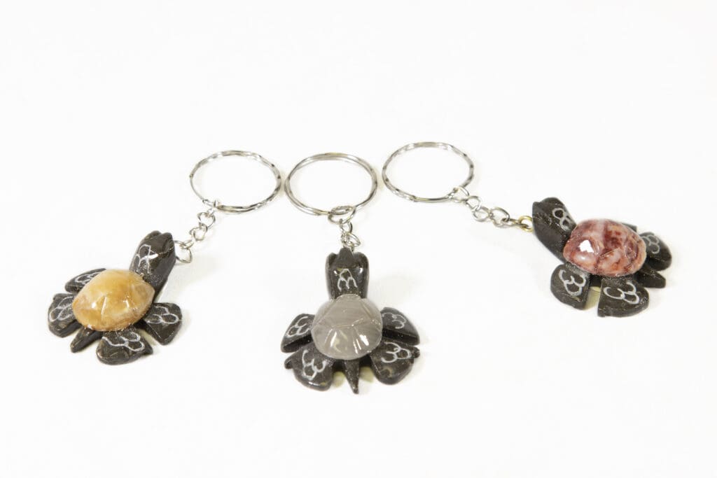 Marble Turtle Natural Key Chain 2" (One Keychain)