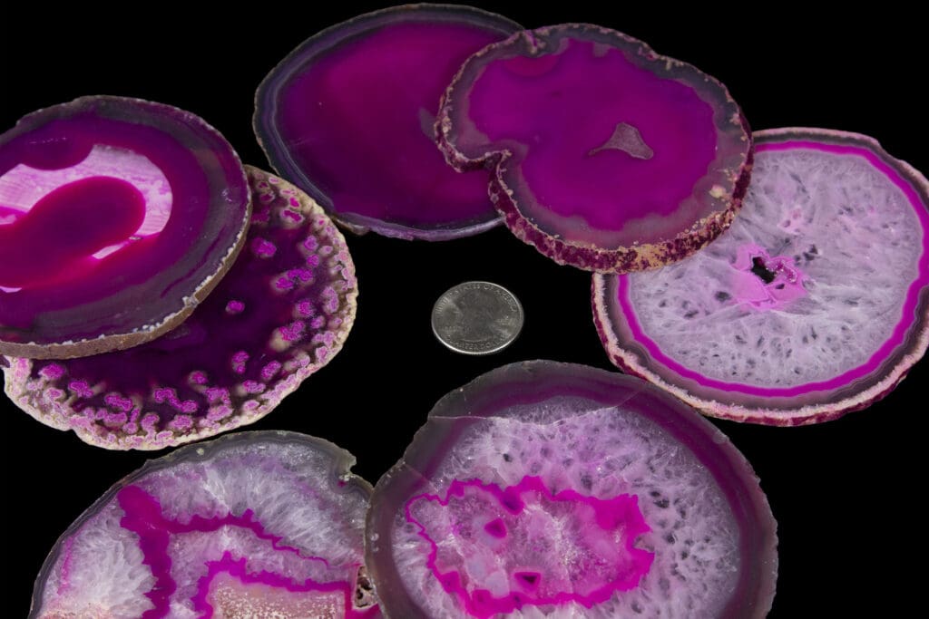 Set of Five Pink Agate Slabs