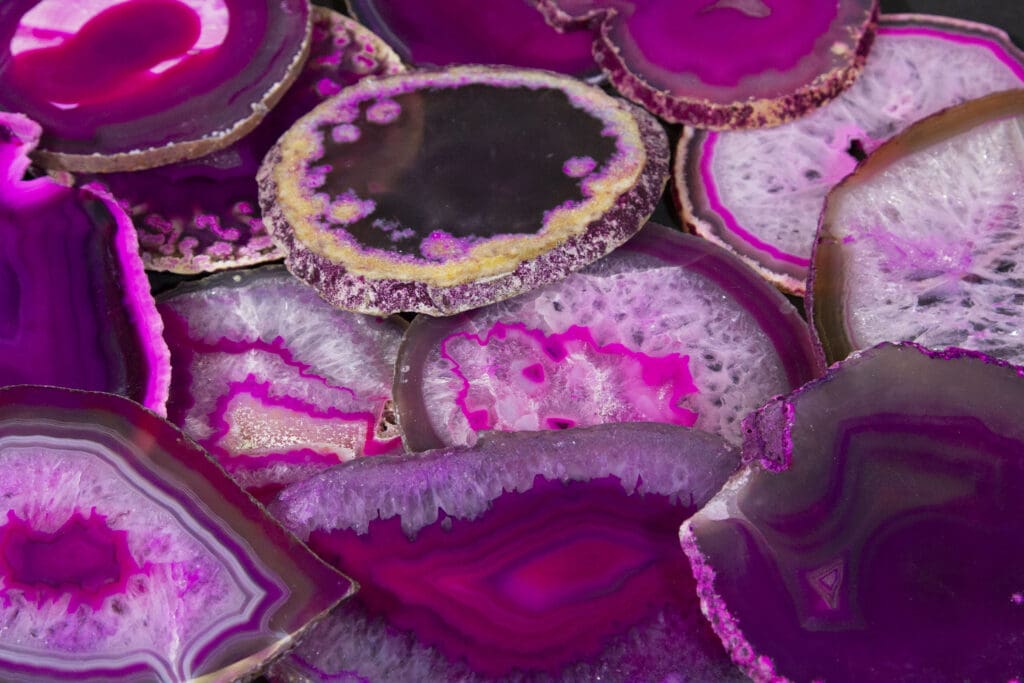 Set of Five Pink Agate Slabs