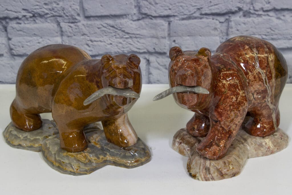 12" Marble Bear with Fish