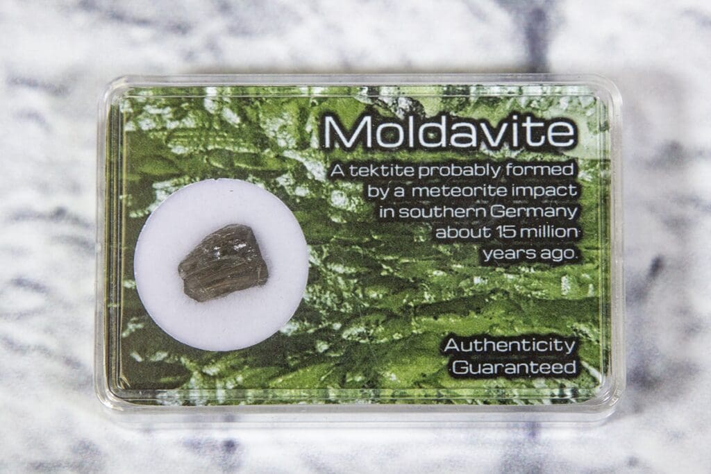 Moldavite in Protective Case .3-.4 grams
