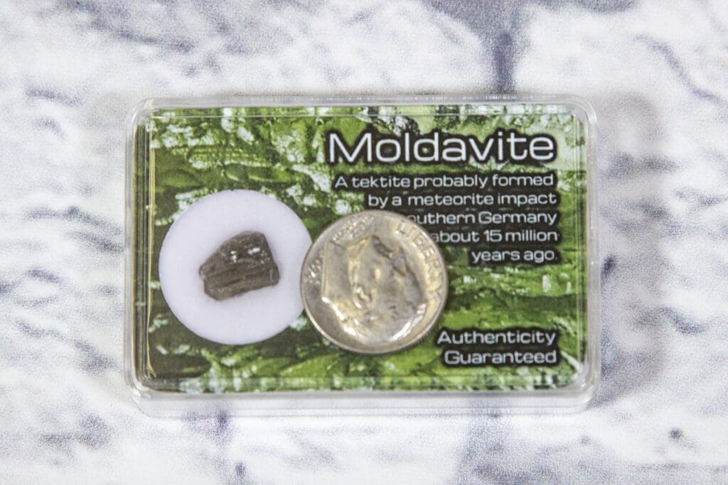 Moldavite in Protective Case .3-.4 grams